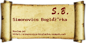 Simonovics Boglárka névjegykártya